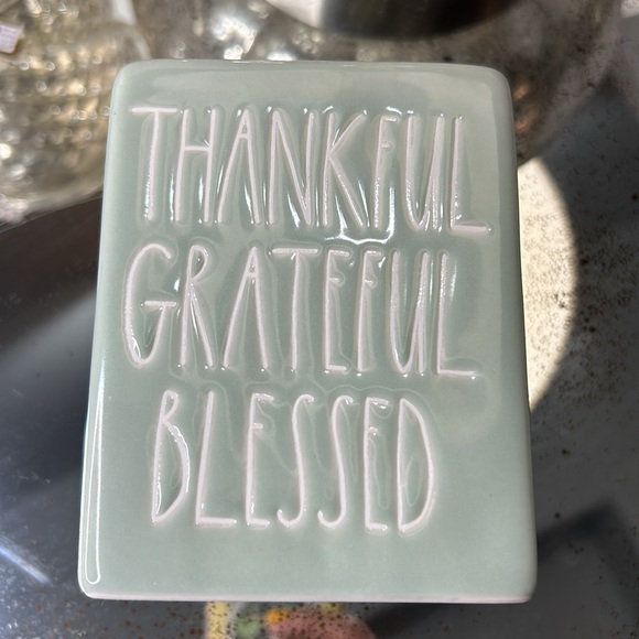 Rae Dunn THANKFUL GRATEFUL BLESSED Sage Green Ceramic Pen Pencil Caddy EUC HTF - Picture 6 of 10